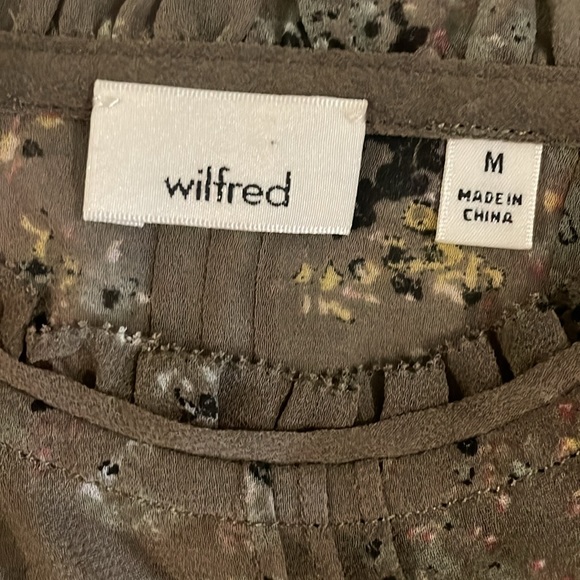 Wilfred Lourdes Floral Print Brown Grey Chiffon Blouse Size Medium - Picture 14 of 16